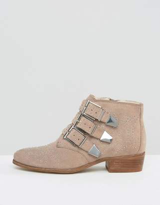 Office Stud Suede Ankle Boots