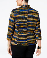 Thumbnail for your product : Kasper Plus Size Printed Open-Front Jacket