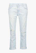 Thumbnail for your product : Current/Elliott The Fling cropped distressed mid-rise straight-leg jeans