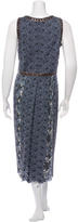 Thumbnail for your product : Bottega Veneta Python-Trimmed Floral Dress w/ Tags