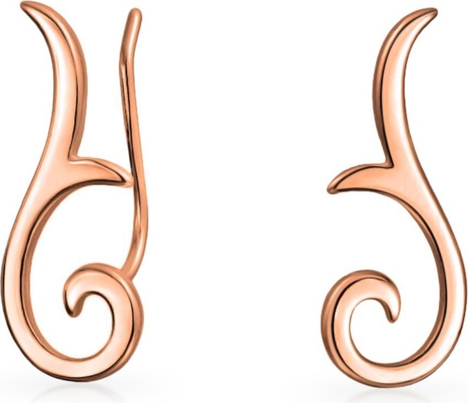 Bling Jewelry Minimalist Geometric Tribal Scroll Ear Pin Crawlers