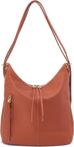 3-in-1 Leather Convertible Hobo/ Backpack/ Crossbody w/ Kangaroo Pocket —  Sharif 1827- Eclectic Chic with Modern Touch