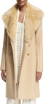 Thumbnail for your product : The Row Roza Shearling-Trim Long Coat, Light Beige
