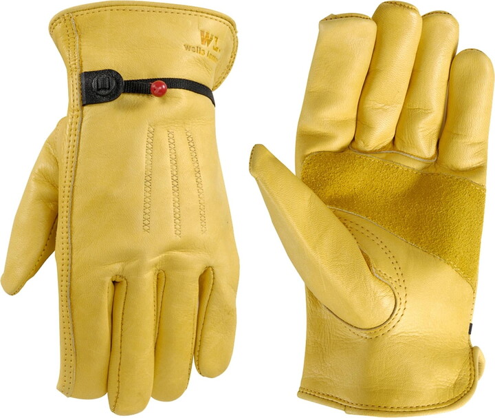 Wells Lamont Men's Cowhide Leather Work Gloves with Ball and Tape Closure