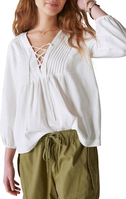 lucky brand white peasant top