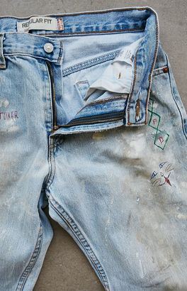 LA.EDIT Vintage Artwork Skinny Jeans
