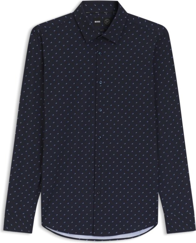 HUGO BOSS Regular-fit shirt in performance-stretch floral-print jersey