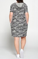 Thumbnail for your product : CURVYTURE Camo Hooded T-Shirt Dress
