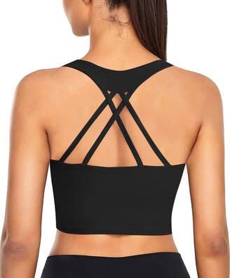 Bafully Women Padded Sports Bra Wirefree High Impact Crop Top with Adjustable Straps Yoga Bra for Workout Gym