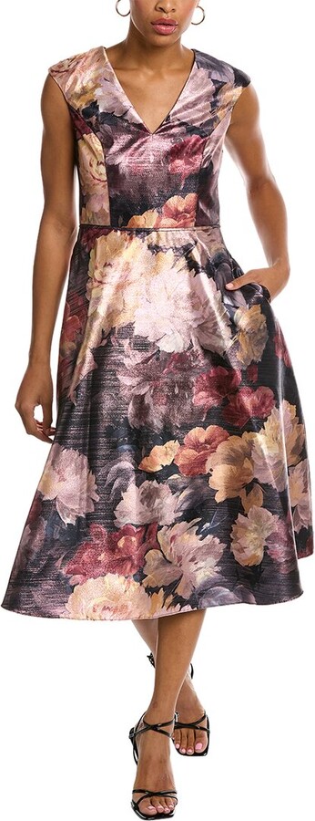 Aidan Mattox V-Neck Cap Sleeve Dress