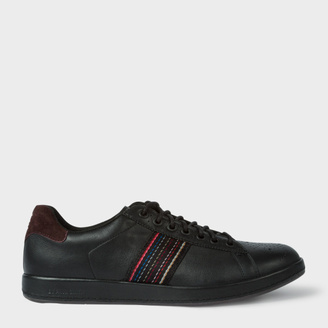 Paul Smith Men's Black Leather 'Rabbit' Trainers With Damson Suede Trims