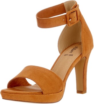 cognac chunky heels