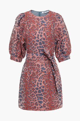 Samsoe & Samsoe Belted leopard-jacquard mini dress - ShopStyle