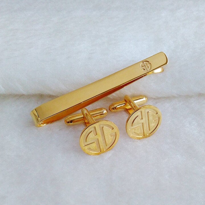 matching cufflinks and tie clip