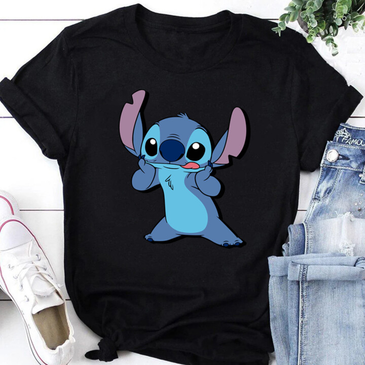 MINISO 2025 Disney Women T-Shirts Kawaii Lilo Stitch Print Female Tshirt Short Sleeve T Shirts Female Streetwear Clothing Tops Tee