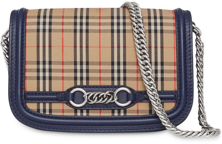 the 1983 check link bag with leather trim