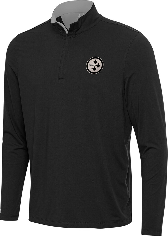 Antigua Men's Black Pittsburgh Steelers Content Quarter-Zip Pullover Top