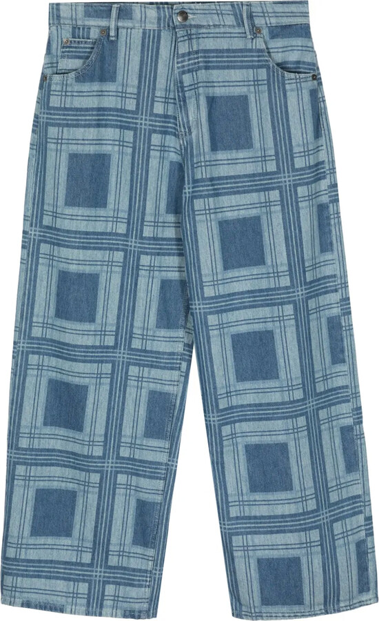 Charles Jeffrey Loverboy Check-Print Straight-Leg Jeans