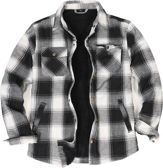 Men's Sherpa Lined Zip-Up Hoodie – Plaid Flannel, Thick Winter Coat With Fleece Lining