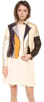 Thumbnail for your product : 3.1 Phillip Lim Colorblocked Biker Jacket with Shoulder & Elbow Padding