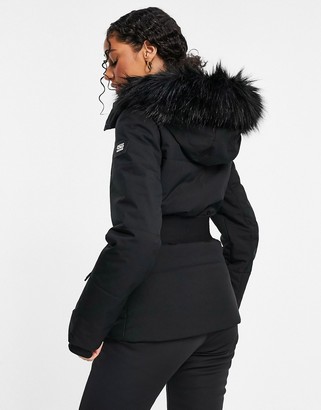 ASOS 4505 ski belted jacket with faux fur hood - ShopStyle