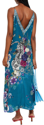 Camilla Crystal-embellished Printed Silk Crepe De Chine Midi Slip Dress