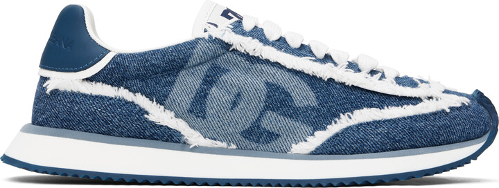 Dolce & Gabbana Blue Mixed-Material 'DG' Cushion Sneakers