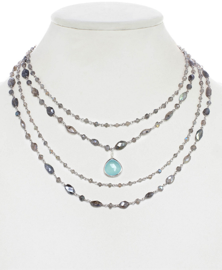 Rachel Reinhardt Silver Gemstone Layered Necklace