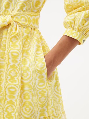 Cefinn Alice Moiré-print Organic Cotton-poplin Dress - Yellow