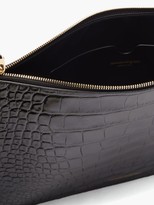 Thumbnail for your product : Alexander McQueen Skull Crocodile-effect Leather Zipped Pouch - Black