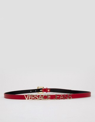 Versace Jeans Belt with Lettering in Oxblood