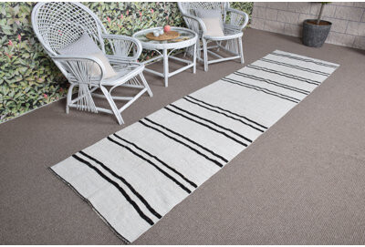 Foundry Select Anatolian Striped Hemp Runner Rug in Yellow Ideal for Stairs and Kitchens - Vintage Turkish Style