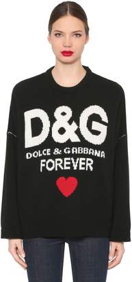 Dolce & Gabbana Oversized Logo Cashmere Knit Sweater