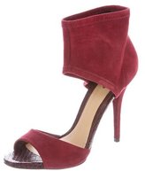Thumbnail for your product : Brian Atwood Snakeskin-Trimmed Ankle Strap Sandals