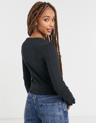 Cotton On Cotton:On pointelle long sleeve top in black