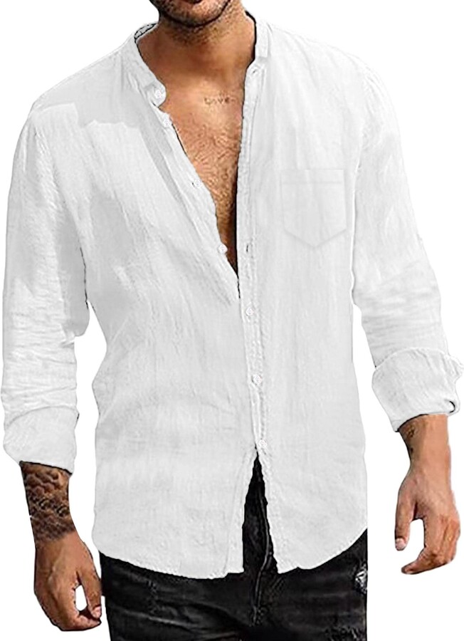 Grey Mens Shirt White Collar ShopStyle UK