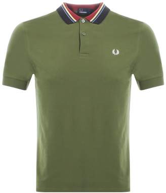 Fred Perry Striped Collar Polo T Shirt Green