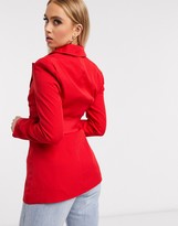 Thumbnail for your product : Club L London Club L belted longline blazer in red