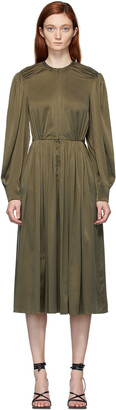 Situationist Khaki Silk Long Sleeve Dress
