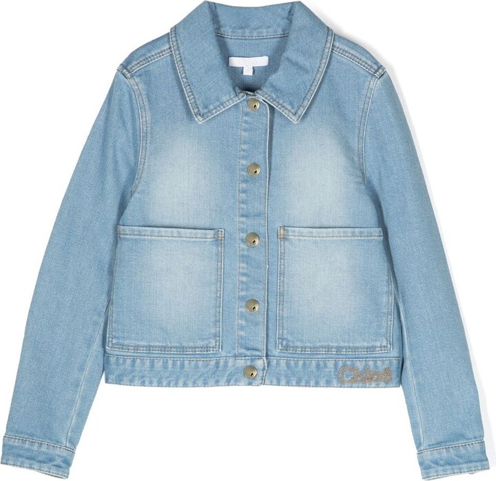 Chloé Children Bleach Wash Denim Jacket ShopStyle Girls' Outerwear