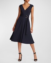 Thumbnail for your product : Halston Shelbee Belted Cap-Sleeve Midi Dress