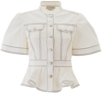 guess cotton denim peplum jacket