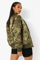 Thumbnail for your product : boohoo Satin Quilt Detail Bomber Jacket