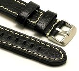 Thumbnail for your product : Tag Heuer 22mm Black Oily Calf Leather White Stitching Cut edge Watch Band 4