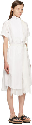 Sacai White Poplin Pleated Dress