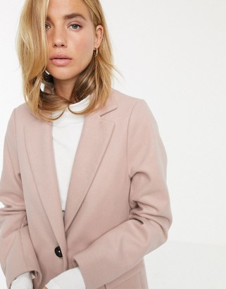 New Look button front coat in light pink