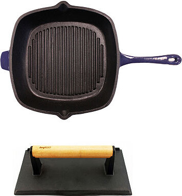 Berghoff Neo Cast Iron Grill Pan and Bacon/Steak Press Set