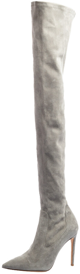 Gray Suede Over The Knee Boot | Shop the world's largest collection of  fashion | ShopStyle