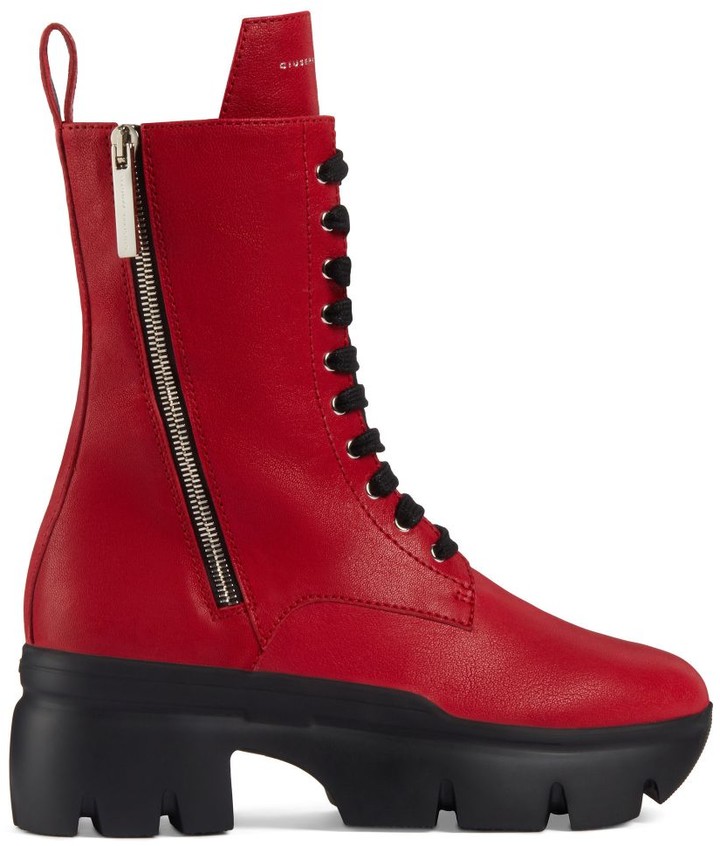 Red lace up boots womens Clearance