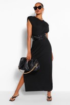 Thumbnail for your product : boohoo Shoulder Pad Jersey Maxi Dress